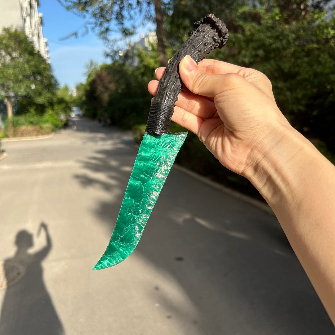 Forest Breath|Green Cat's Eye gemstone Hunting Knife.