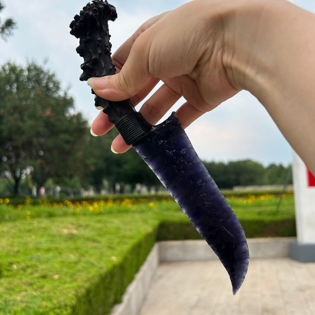 Purple Nebula|Black and Purple Cat's Eye gemstone Hunting Knife