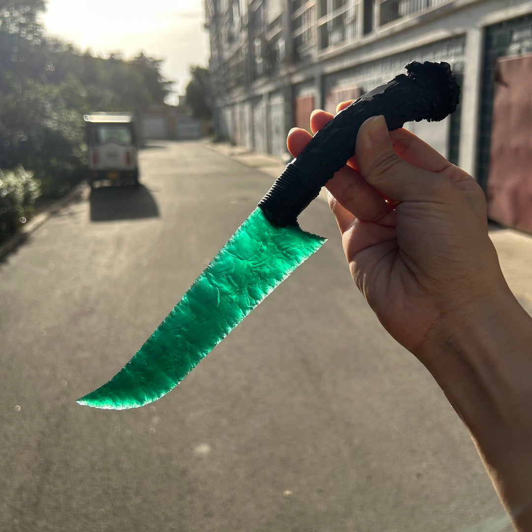 Forest Breath｜Green Cat's Eye gemstone Hunting Knife.