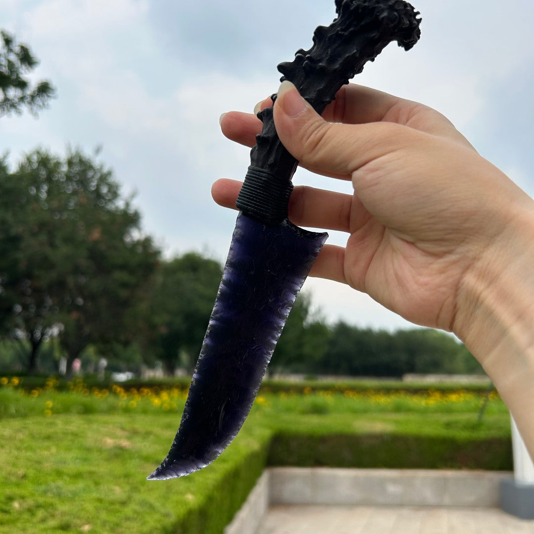 Purple Nebula｜Black and Purple Cat's Eye gemstone Hunting Knife