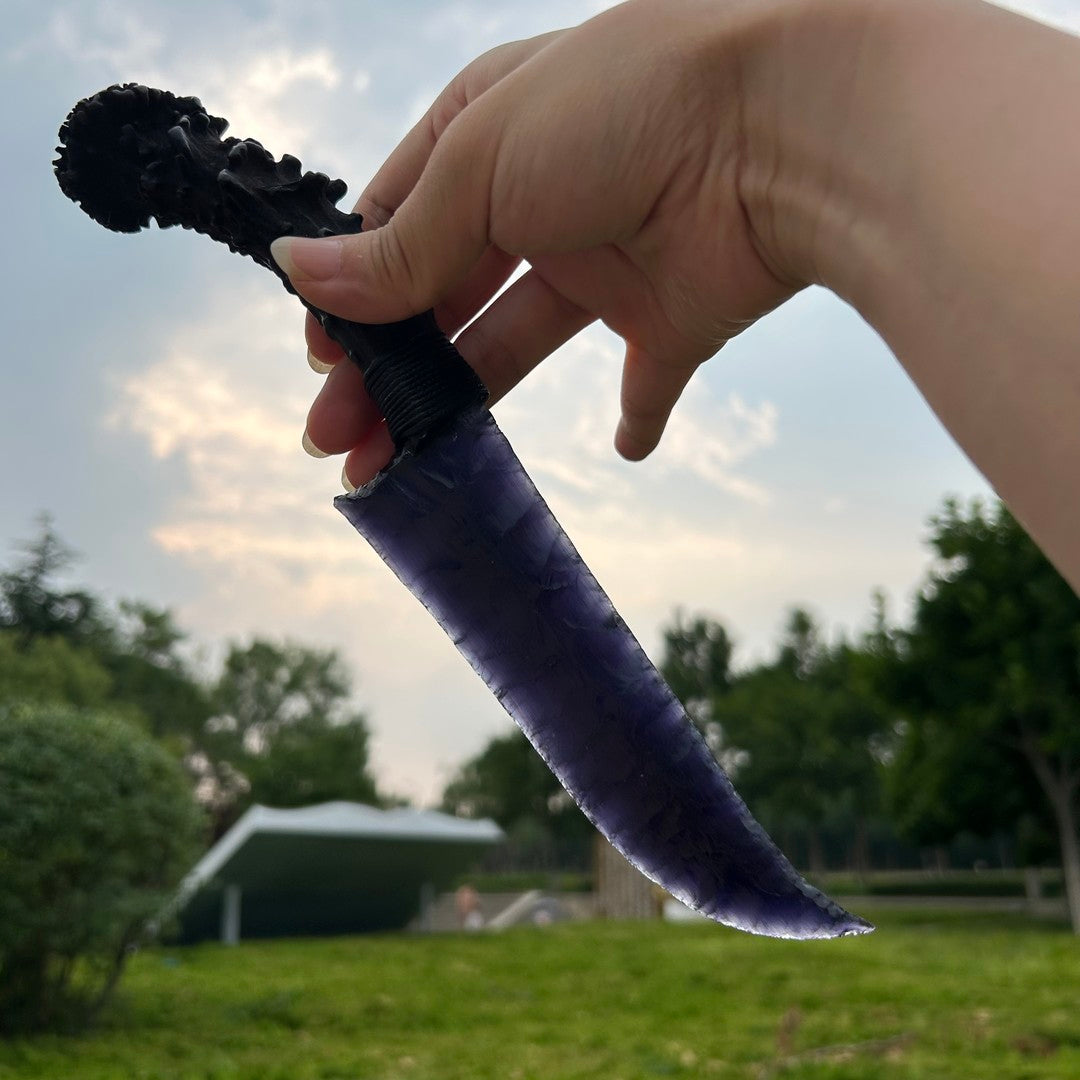 Purple Nebula｜Black and Purple Cat's Eye gemstone Hunting Knife