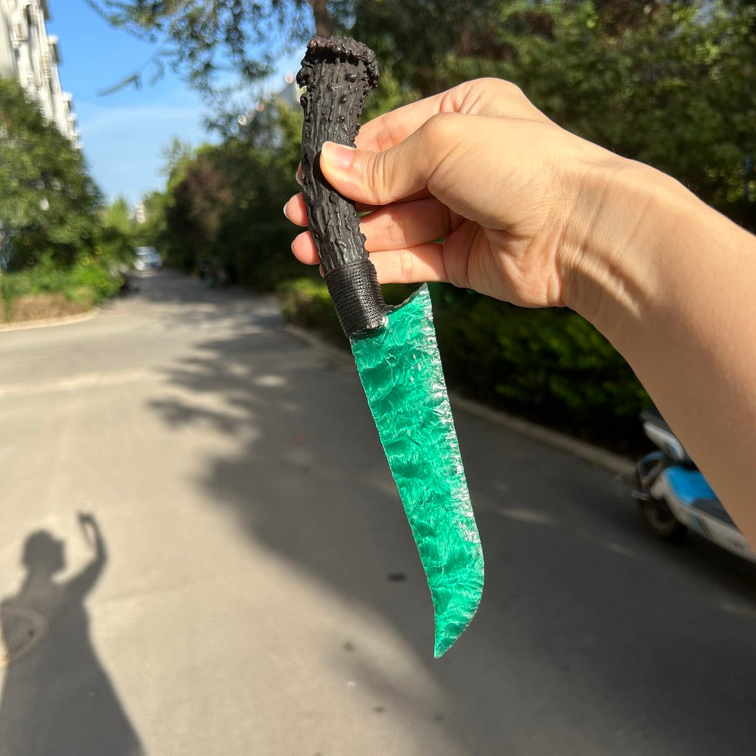 Forest Breath｜Green Cat's Eye gemstone Hunting Knife.