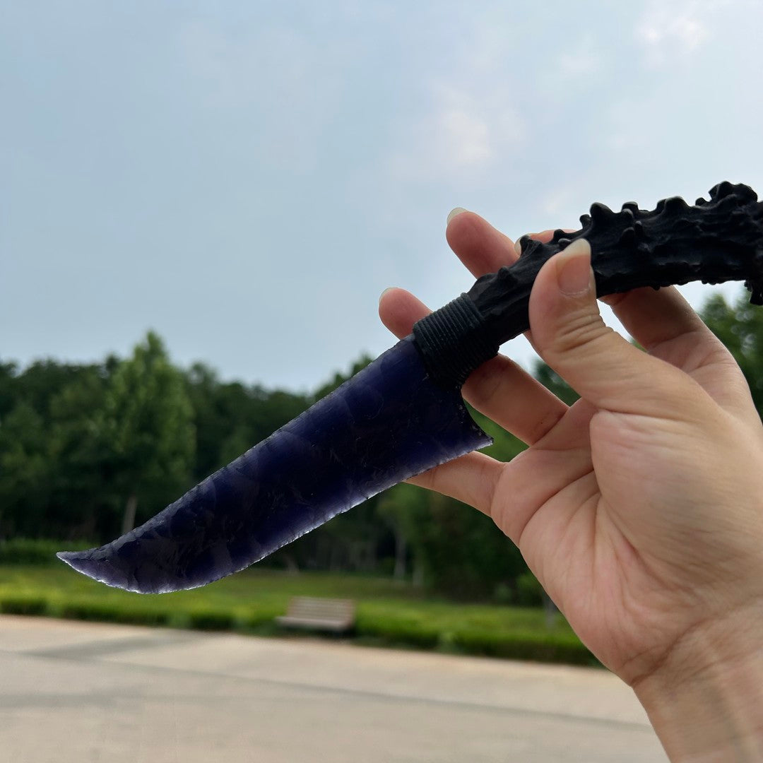 Purple Nebula｜Black and Purple Cat's Eye gemstone Hunting Knife